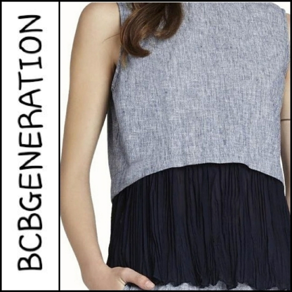 BCBGENERATION Linen Tank Top w/ Accordion Hem! - Picture 1 of 7